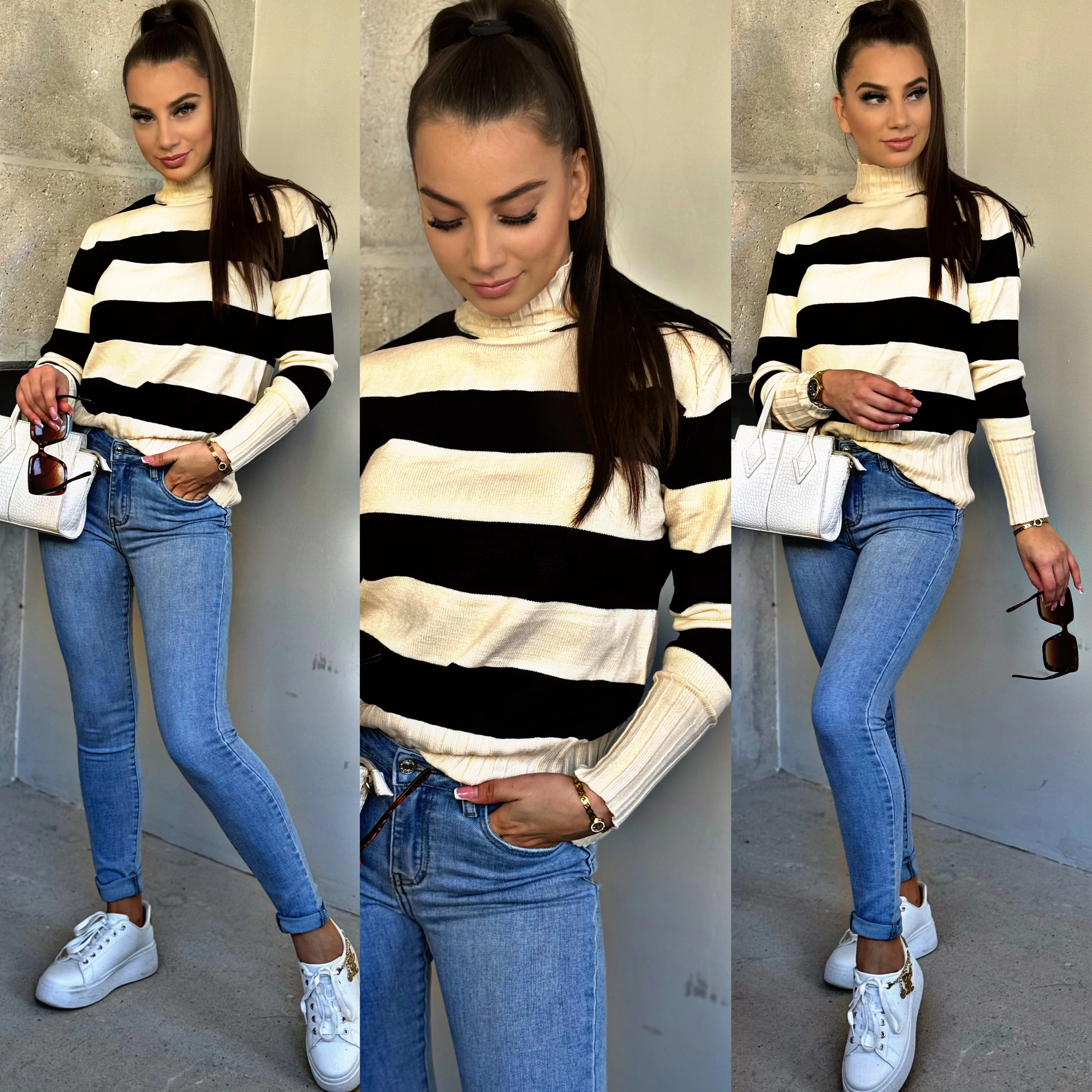 Allegra Csíkos Rugalmas Pulóver Allegra Csíkos Rugalmas Pulóver