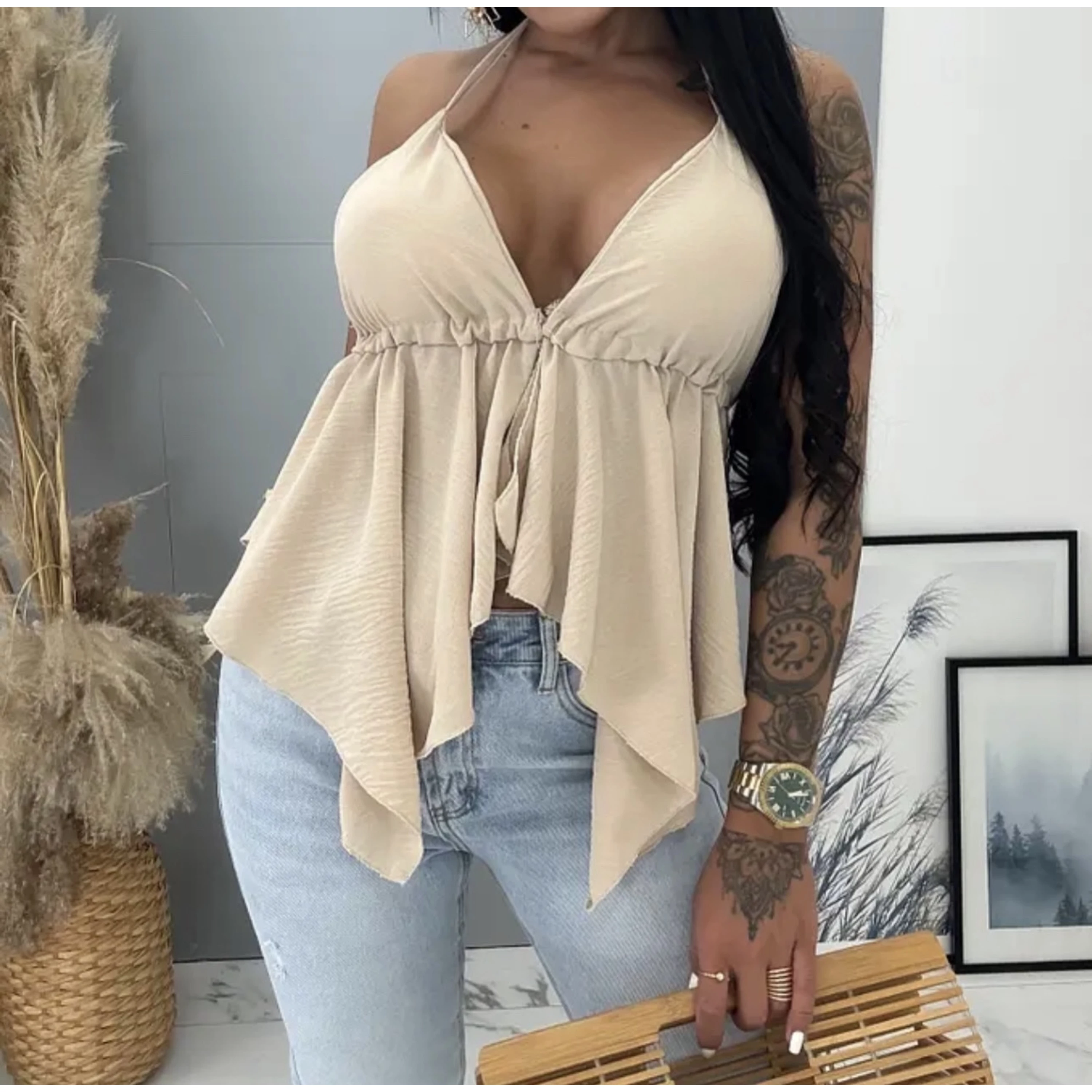 Ariana top – hátul megkötős nyári ejtett női top