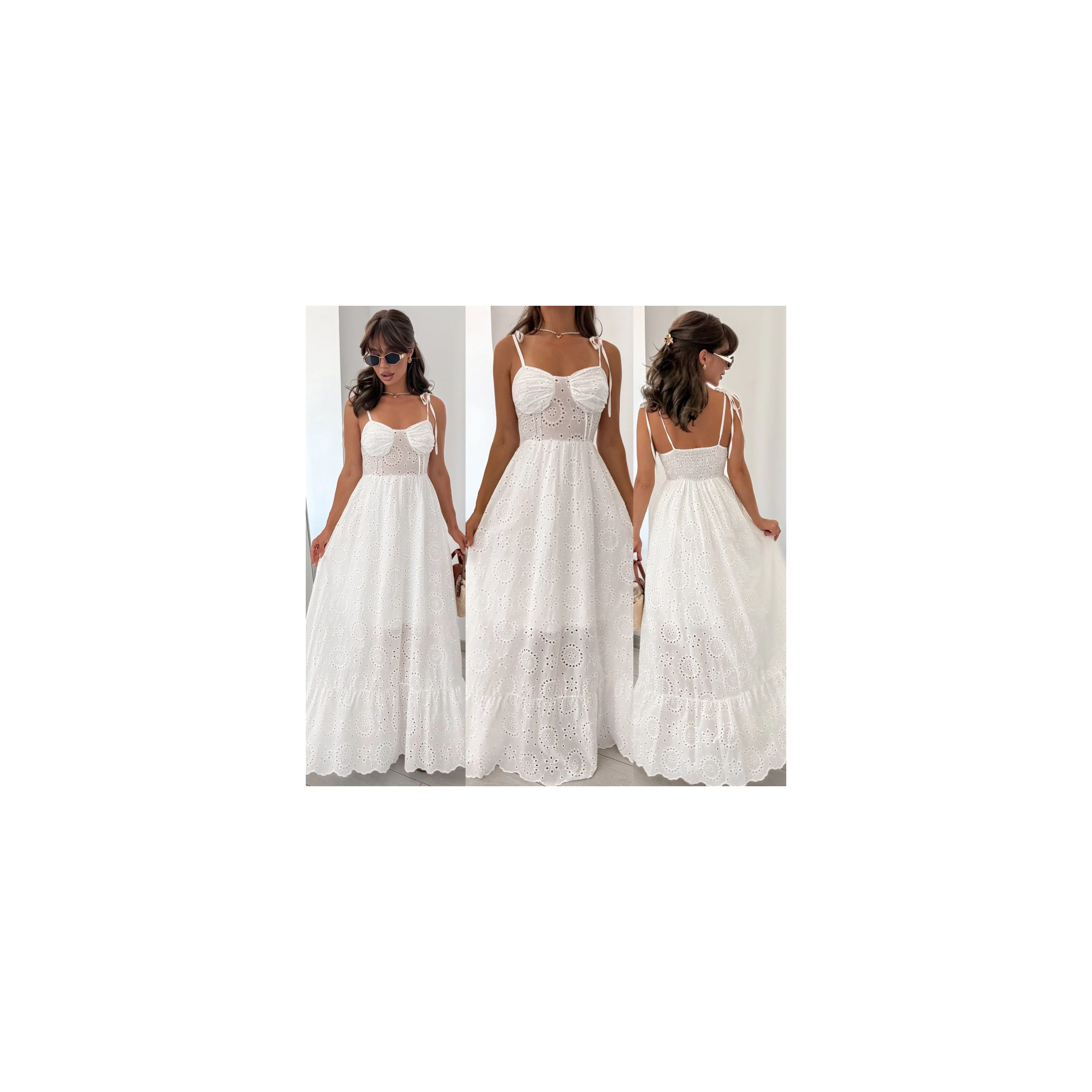 Fehér pamut maxi ruha nyárra – Santorini álom | Myfashion