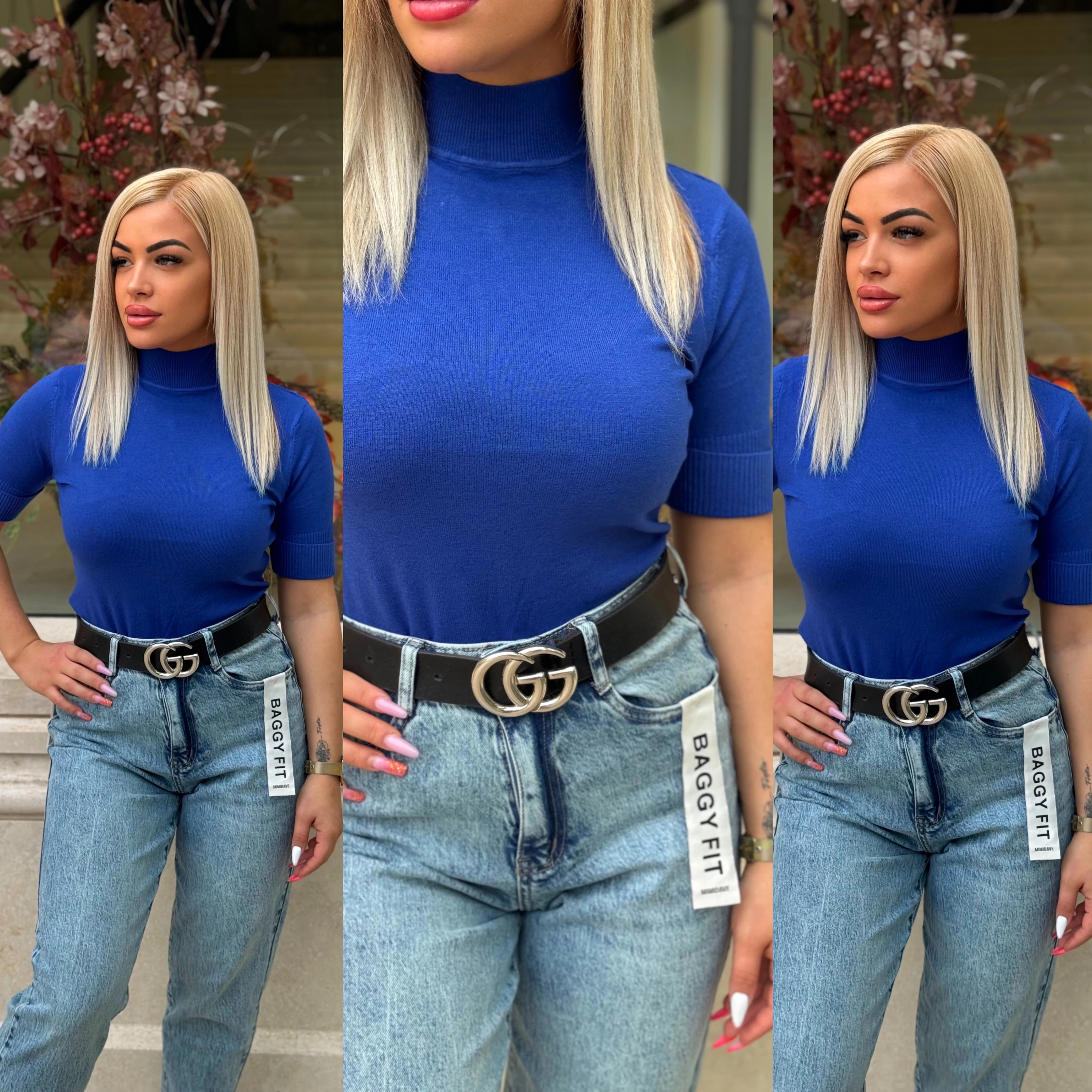 Rövid ujjú garbó HARPER - kék Rövid ujjú garbó HARPER - kék