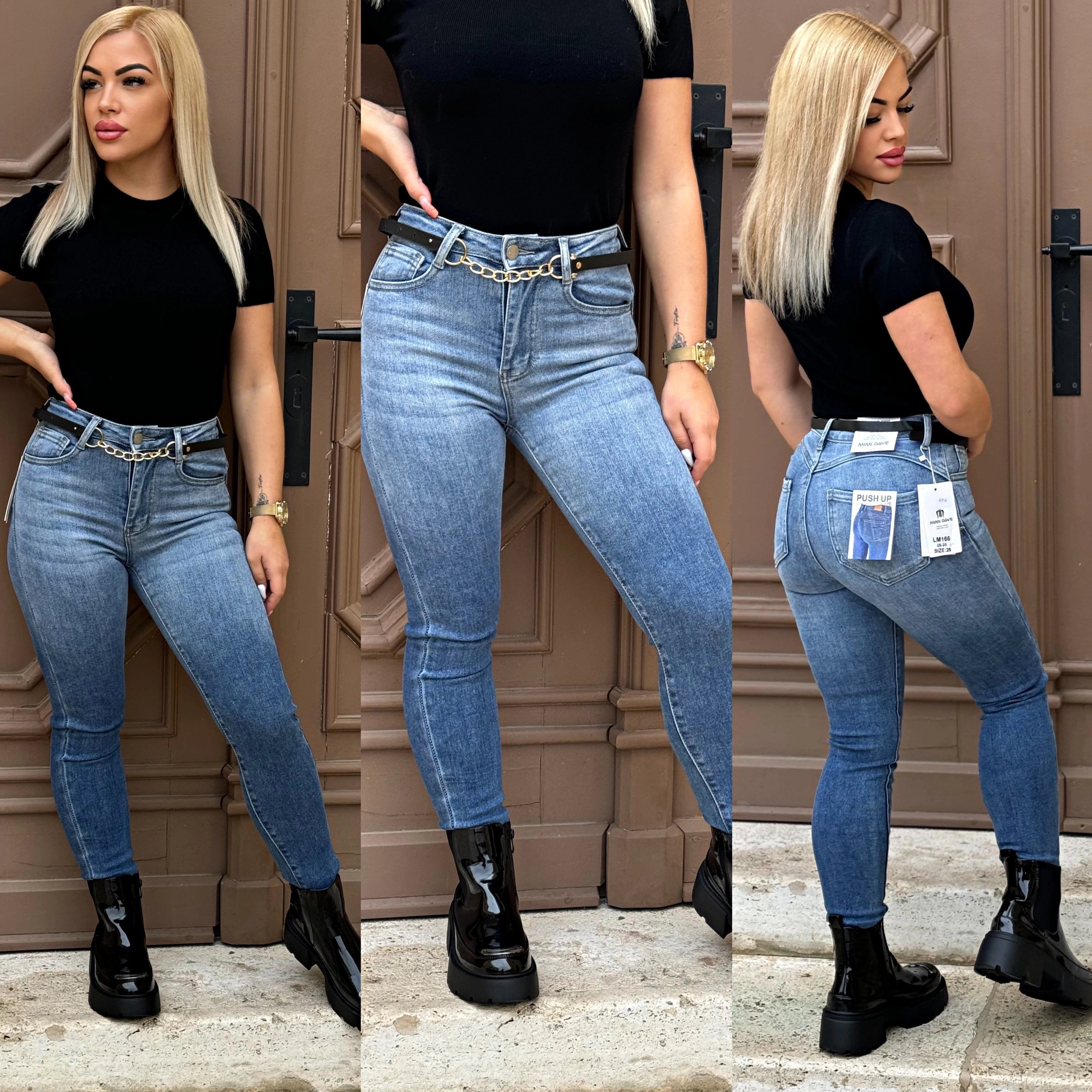 Push Up skinny farmernadrág világoskék | Női farmer XS–XXL Push Up skinny farmernadrág világoskék | Női farmer XS–XXL