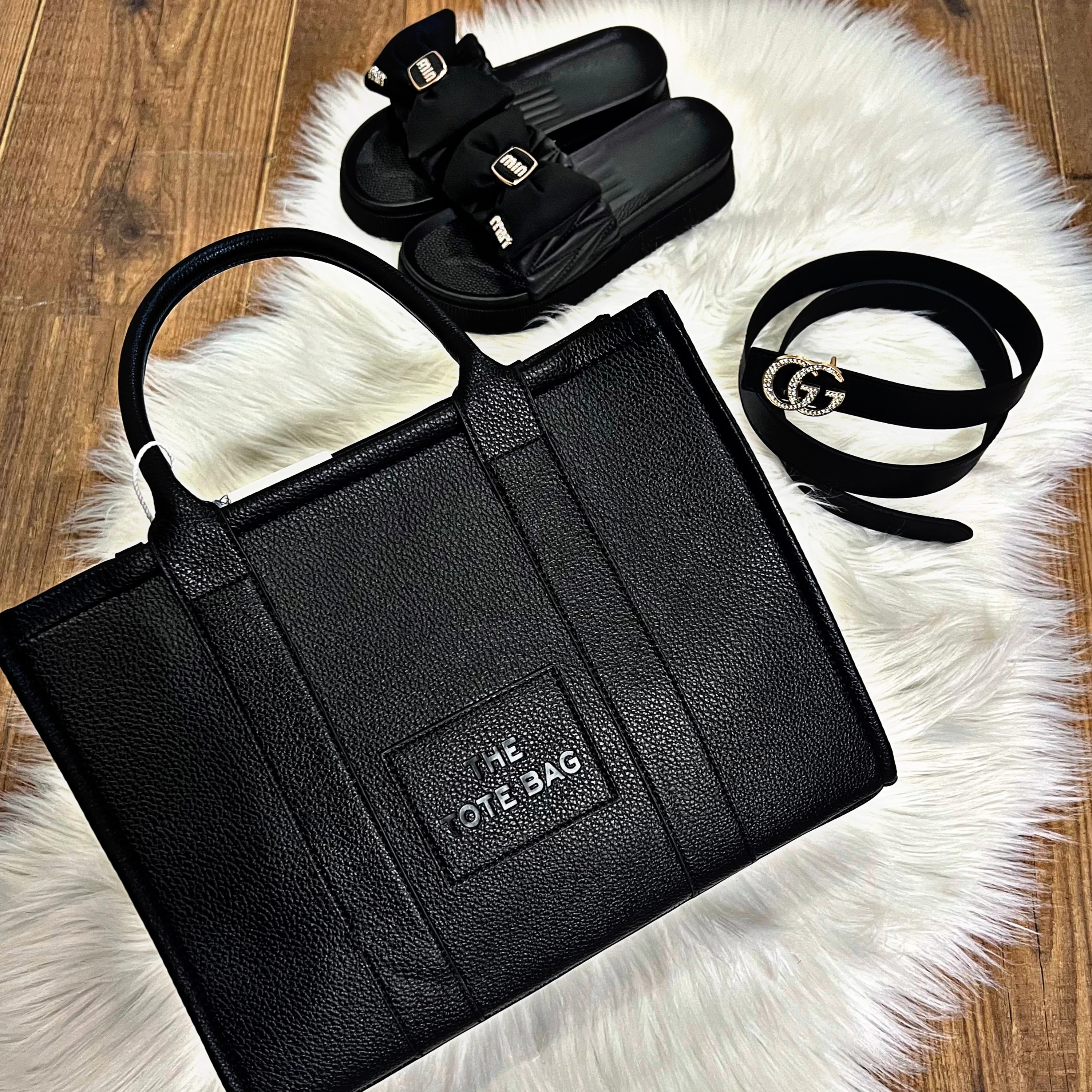 The Tote Bag fekete nagy táska – Elegáns kétoldalas dizájn