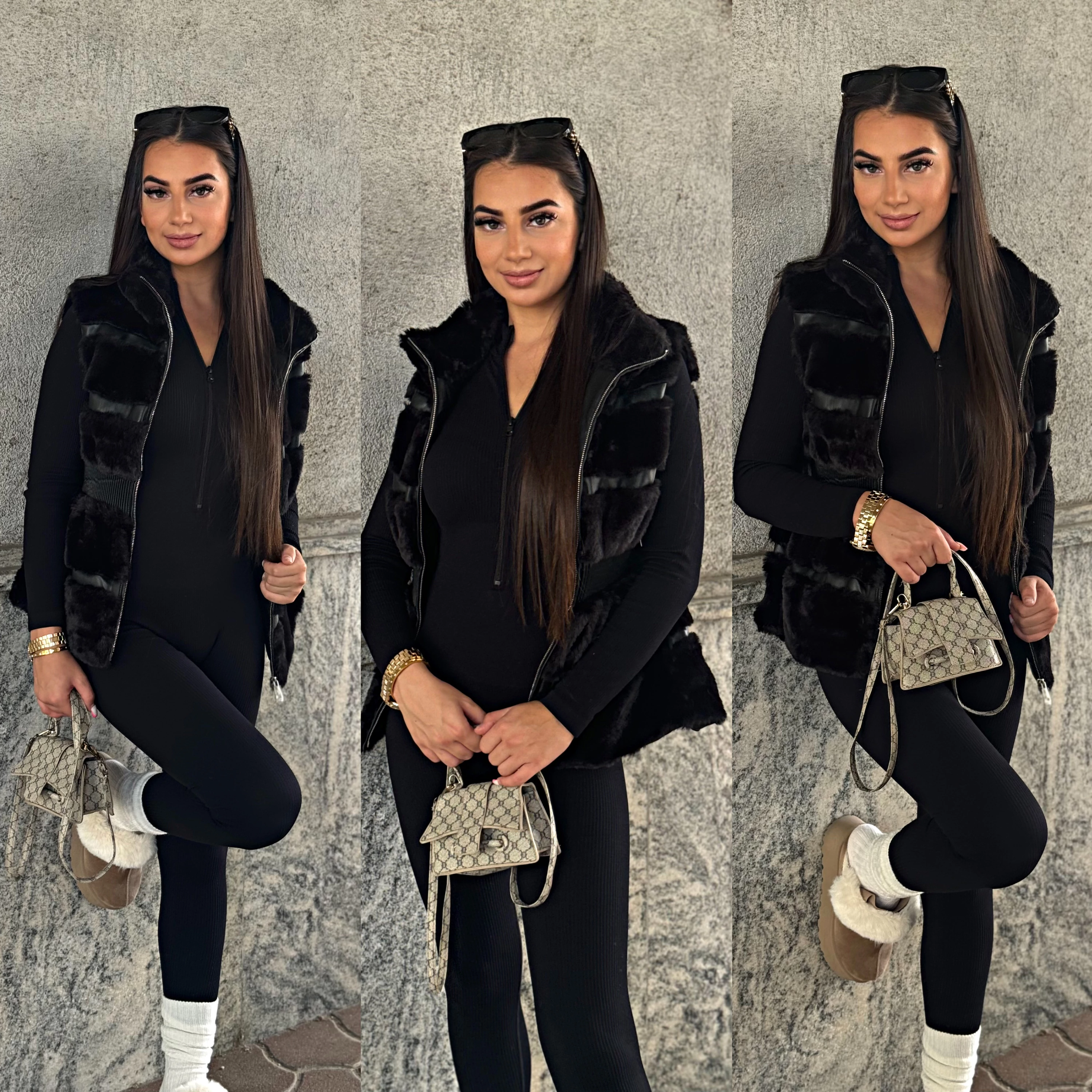 Fekete szőrmés mellény | bella Fekete szőrmés mellény | bella