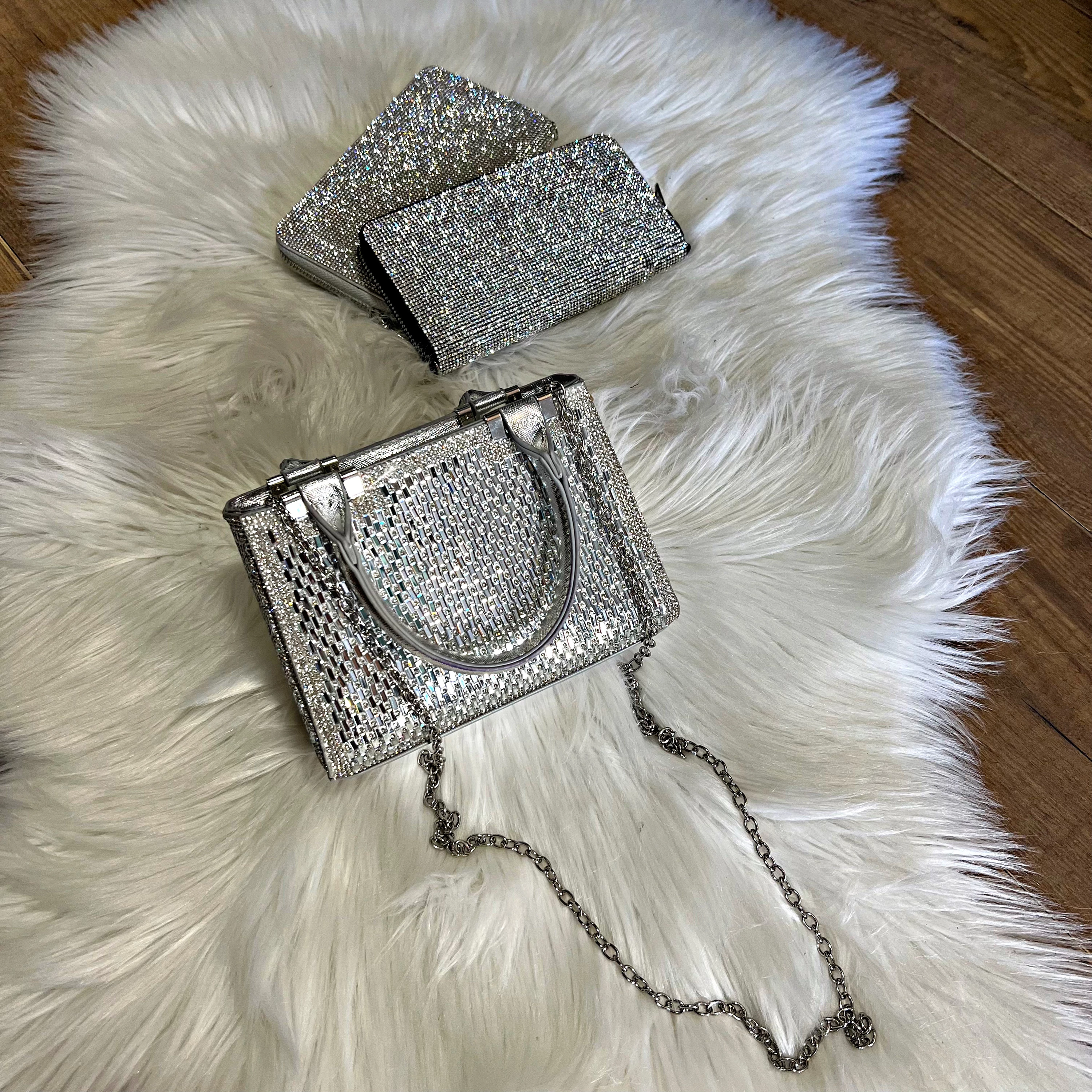 Stella Sparkle – Strasszköves Ezüst Mini Táska