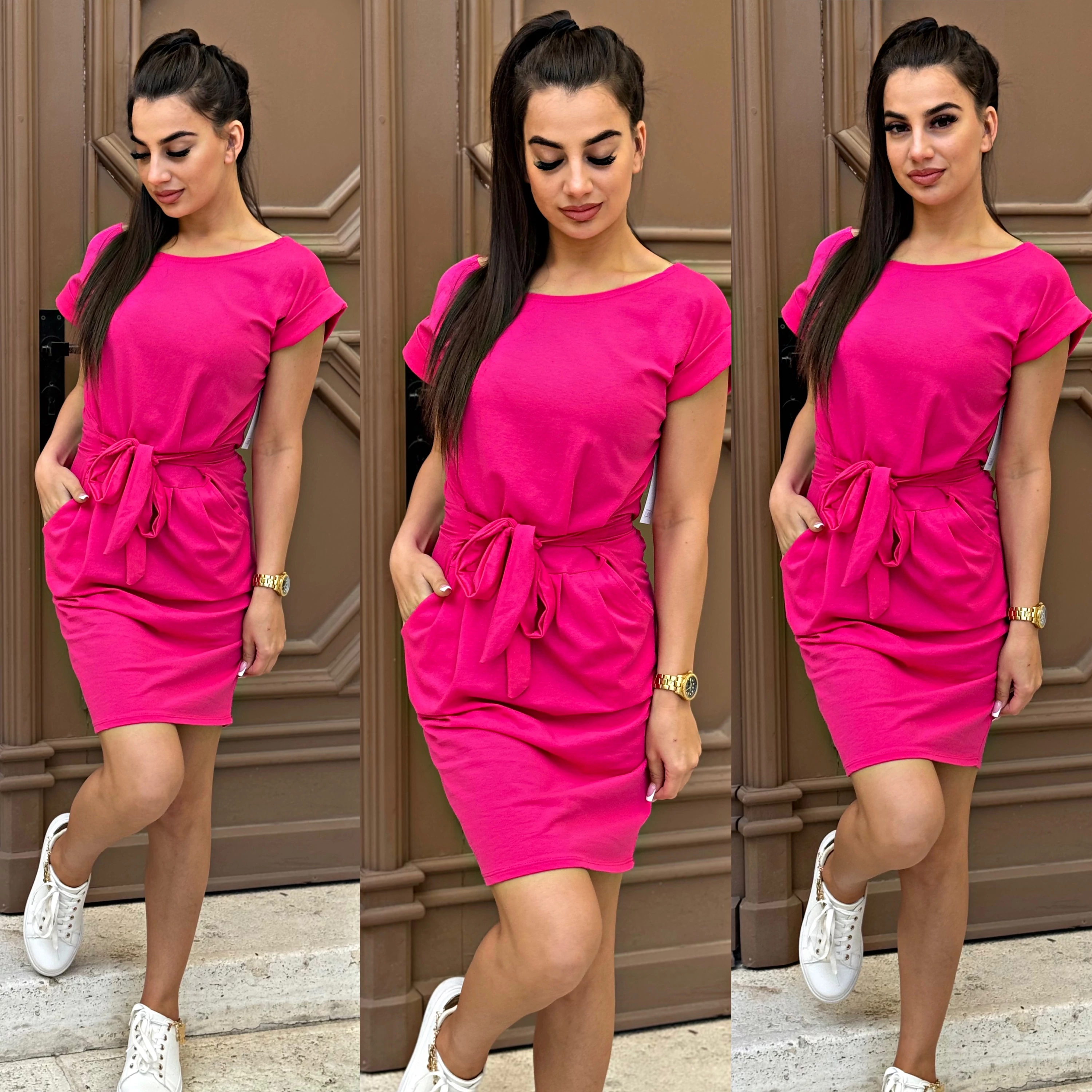 Pink pamut tunika övvel