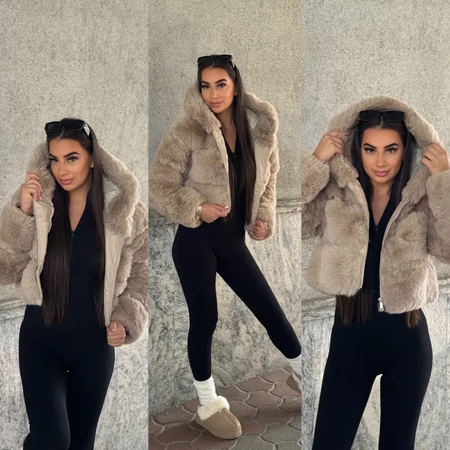 Bézs műszőrme kabát 