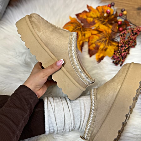 Bézs női mamuszcipő vastag talppal – kényelmes slip-on cipő 36–41