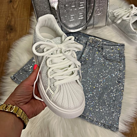Strasszköves fehér sneaker