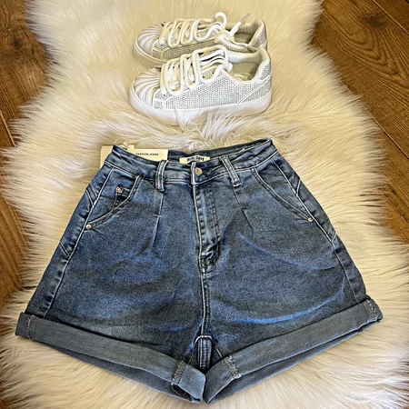 Magas derekú farmer rövidnadrág 